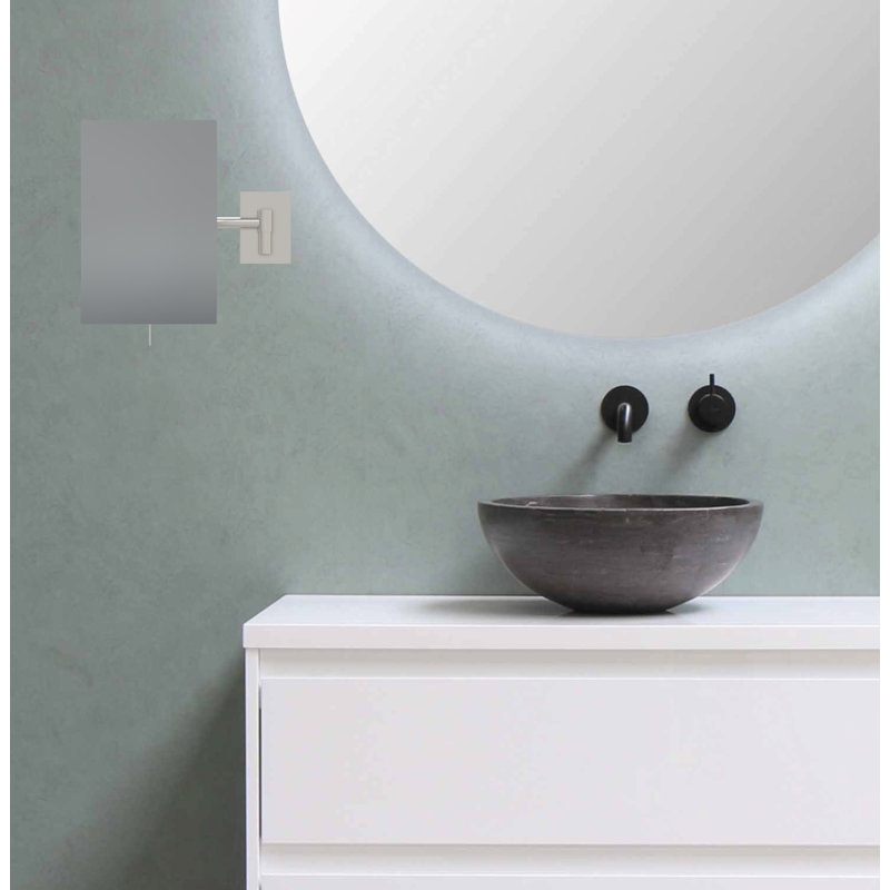Brushed Nickel Rectangular Wall Mounted Magnifying Mirror