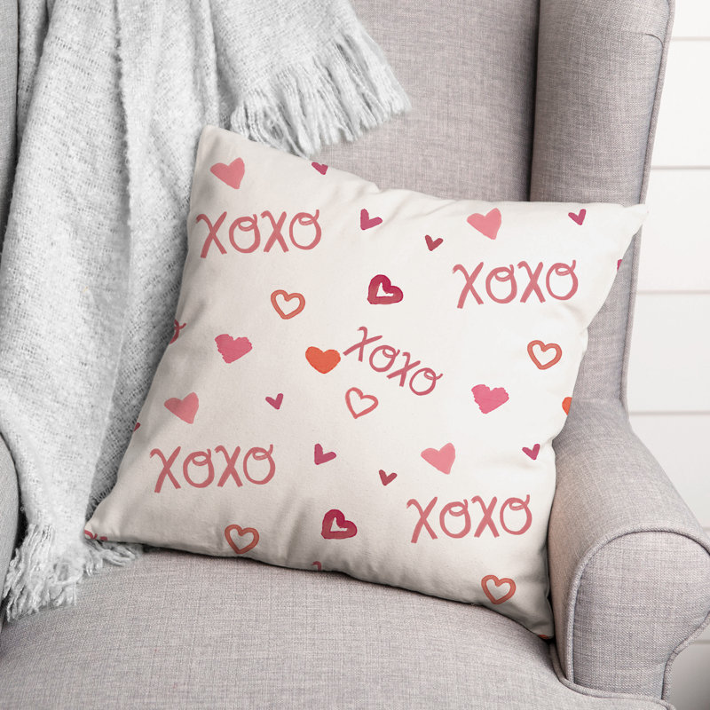 XOXO Pattern 18x18 Multicolor Spun Polyester Throw Pillow