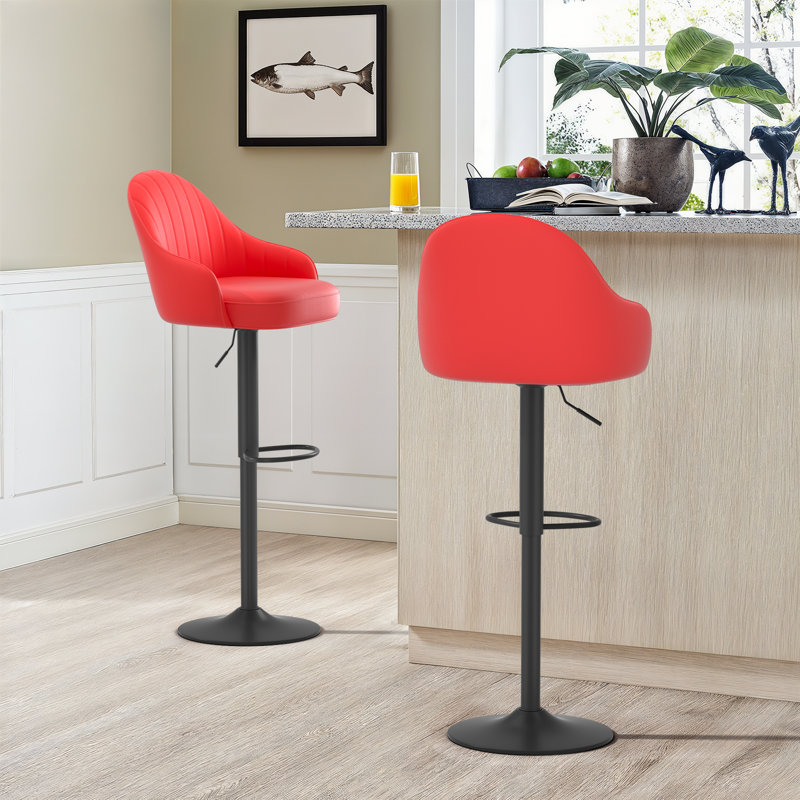 Tabourets de bar pivotants en cuir synthétique, tabourets de bar réglables à hauteur de comptoir avec dossier et repose-pieds