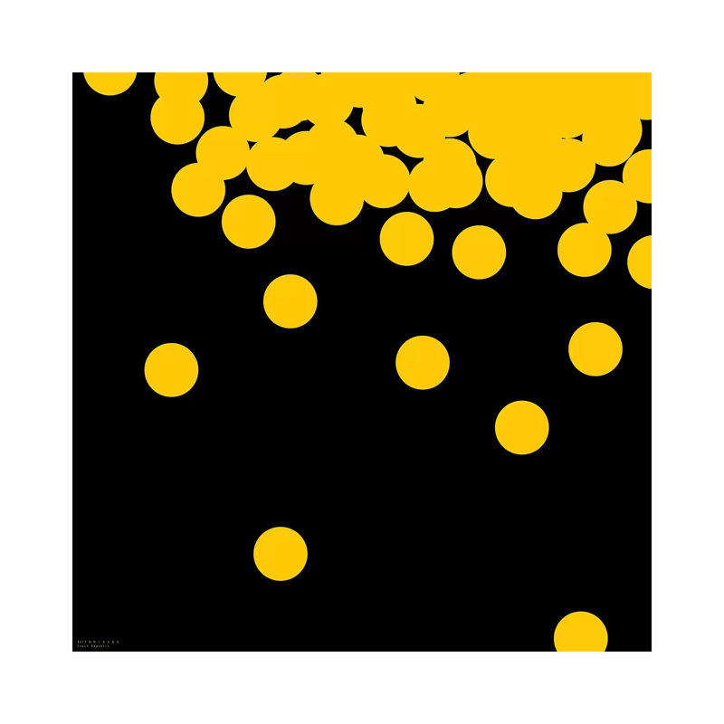 98 pois jaunes sur noir par Art Mirano - impression sur toile tendue, H 12 po x l 12 po x P 0,75 po