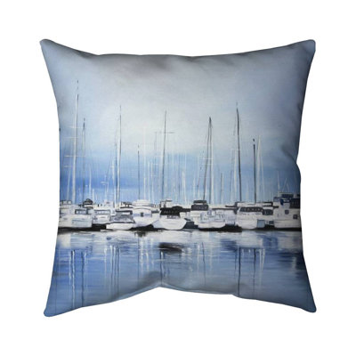 Boats at the dock - Blue Boat Poly Twill Throw for Home Decor