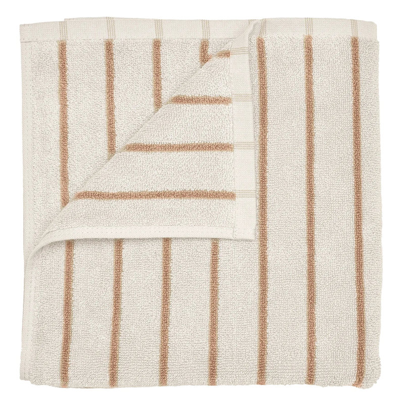 100% Cotton Bath Towel, Moonbeam/Amber Brown Narrow Stripe