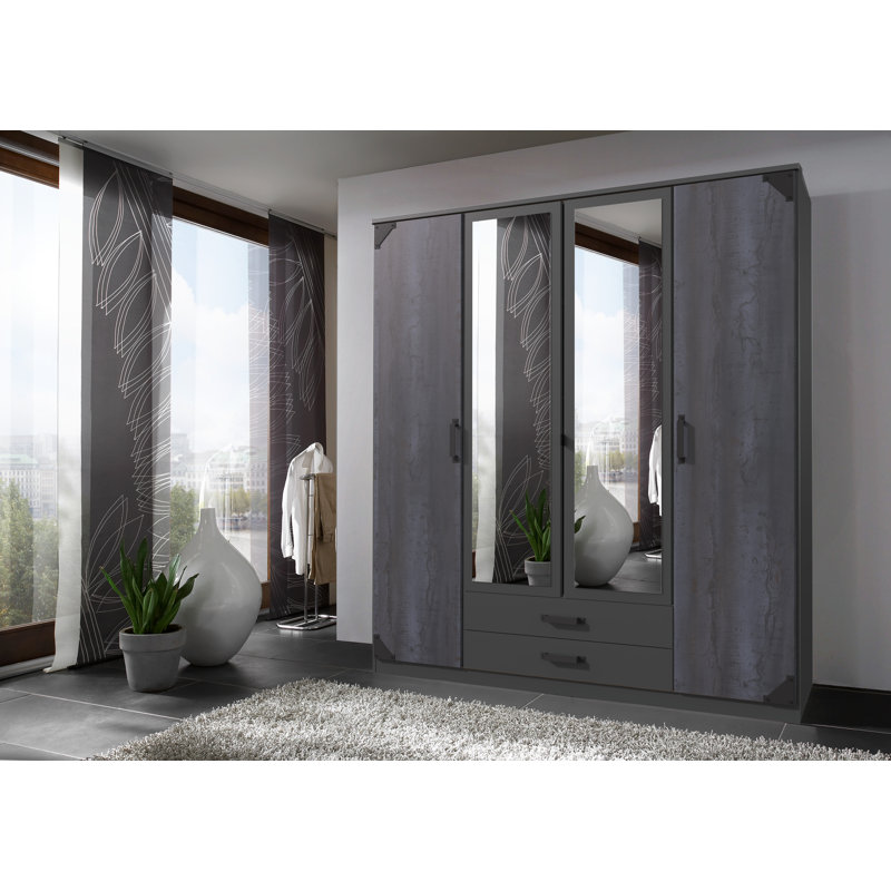 Nyack 4 Door Manufactured Wood Wardrobe, Graphite