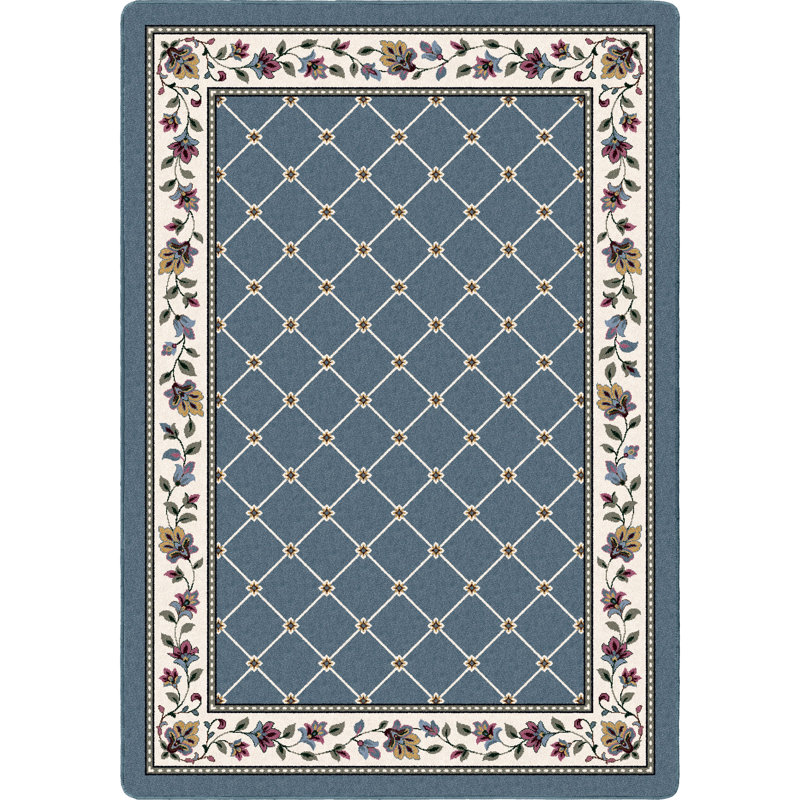 Alminus Signature Symphony Lapis Floral Lattice Area Rug, Rectangle 7'8" x 10'9"