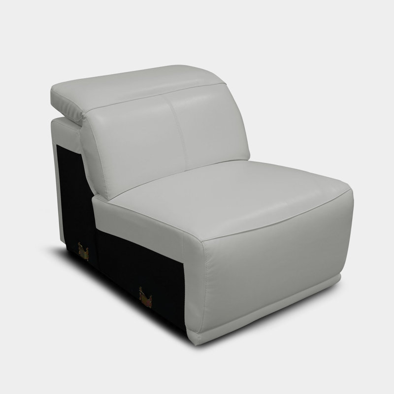 Fauteuil inclinable électrique standard en cuir véritable, Cuir véritable gris