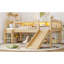 Lits en bois naturel peu encombrants avec tablettes de rangement pour la maison