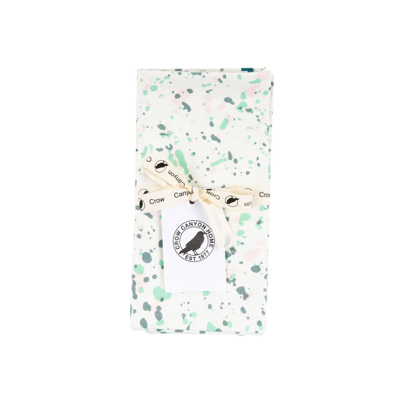 Crow Canyon Catalina Kitchen Towels, Mint Hibiscus