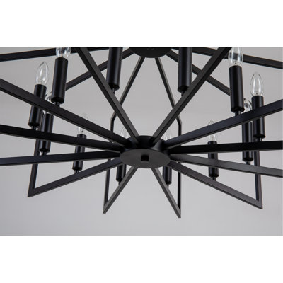 Luminaire suspendu en forme de lanterne suspendue à 10 lumières à niveaux multiples, lustres de style campagnard industriel à hauteur réglable pour vestibule, entrée, vestibule - noir mat (ampoules E26 non incluses)