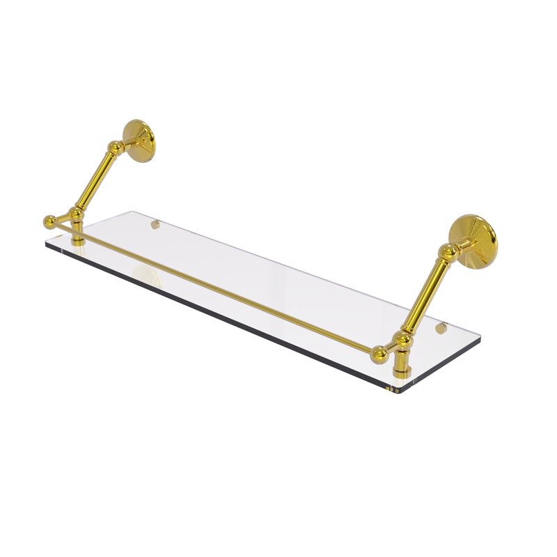 Tablette flottante avec barre de galerie Marchmont, Laiton poli, H 8 po x l 30 po x P 8,6 po