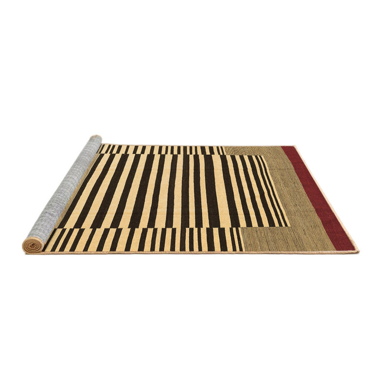 Washable Striped Indoor Rug, Square 5'
