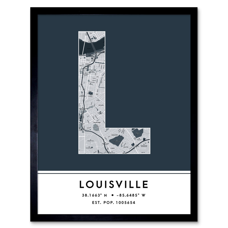 Louisville Kentucky United States City Map 1 Piece Single Picture Frame Wall Art