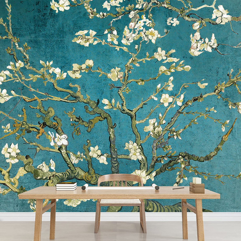 Almond Blossom Vincent Van Gogh, Floral Mural, Vintage Boho Removable Contact Paper, L 96 po x L 66 po