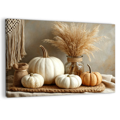 Automne, art mural citrouille sur toile, art automnal, récolte neutre, nature morte, toile tendue avec châssis pour cuisine de ferme, salon, salle à manger, décor de vestibule, 20 po x 30 po
