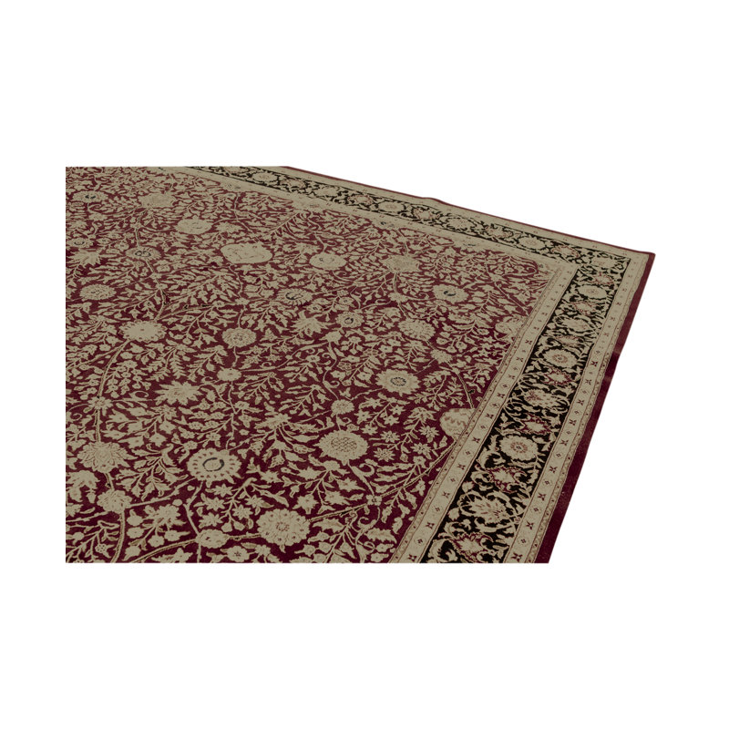 Tapis vin et bleu marine de haute qualité noué à la main