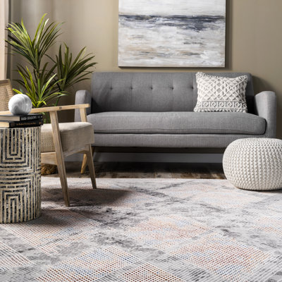 Tapis géométrique gris clair