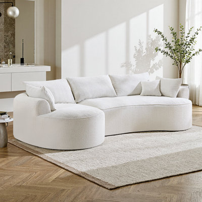 Boneless 124.5" Curved Modular Sectional Sofa, Large L-shaped Floor Couch, No Assembly Required & Boxed Delivery,easy-clean, Includes 4 Pillows,modern Design