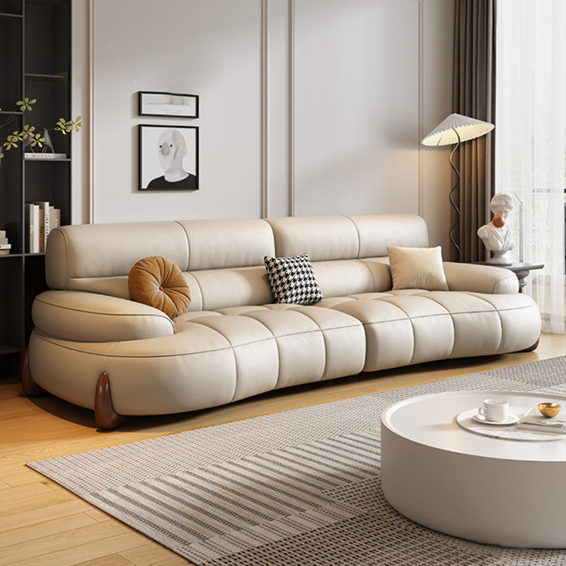 Canapé modulaire en cuir véritable kaki, H 33,86 po x l 110,24 po x P 43,31 po, 4