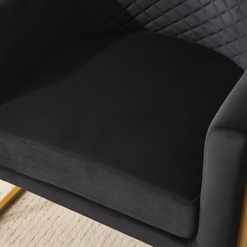 Chaise rembourrée avec support en métal doré, Velours noir