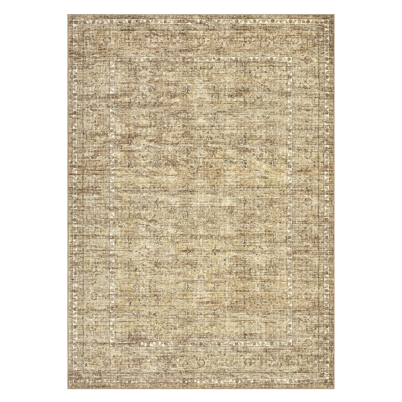 Floral Machine Printed Area Rug, Beige, Rectangle 120 x 170 cm