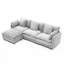 Canapé d'angle gris 3 places en forme de L avec rangement, en chenille douce et confortable, transformable en fauteuil inclinable et en lit.