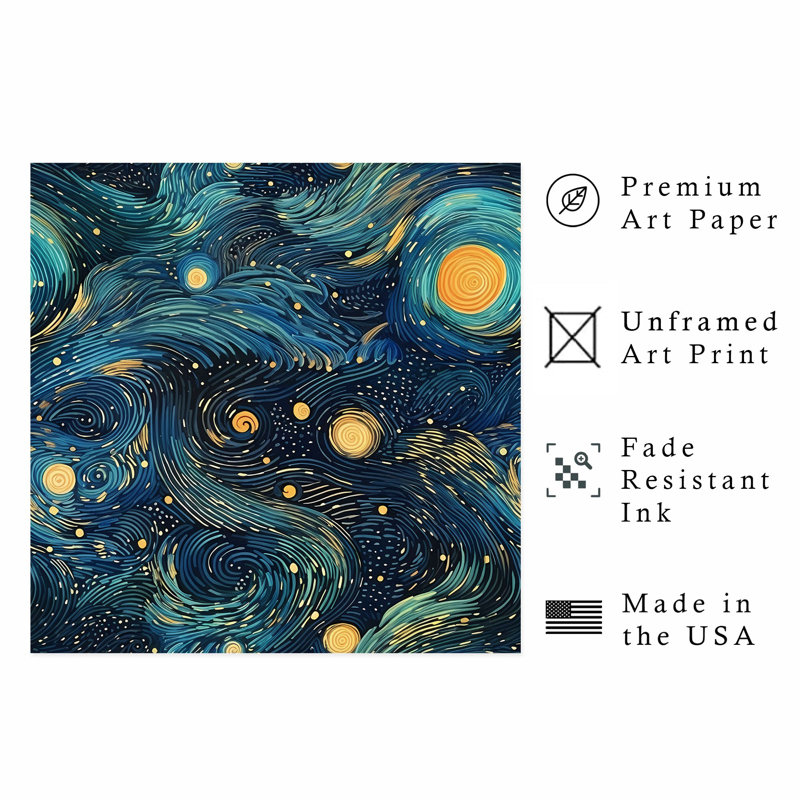 «Landscape and Nature Abstract Starry Night I», reproduction d'art moderne sans cadre, H 28 po x l 28 po
