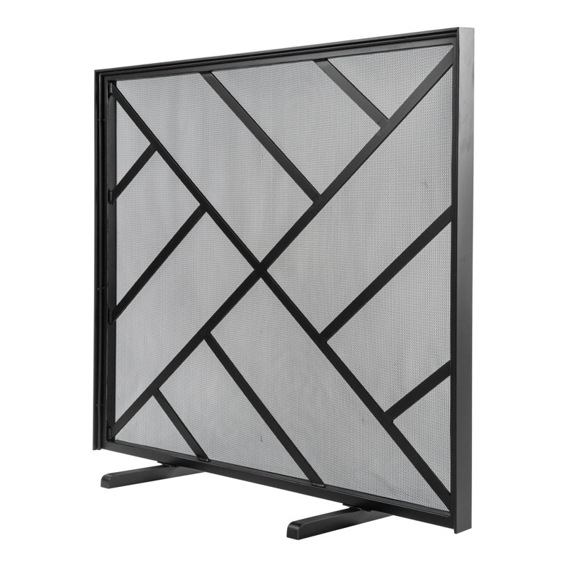 Amsterdam Steel Fireplace Screen, Flat Black
