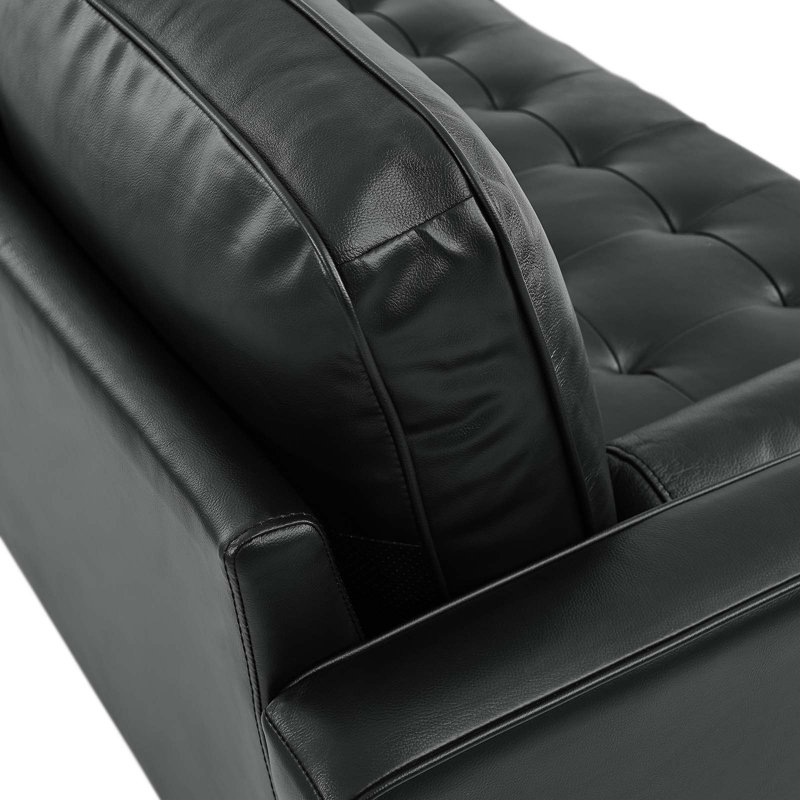 Valour 78" Leather Apartment Sectional Sofa by Modway, Black Genuine Leather