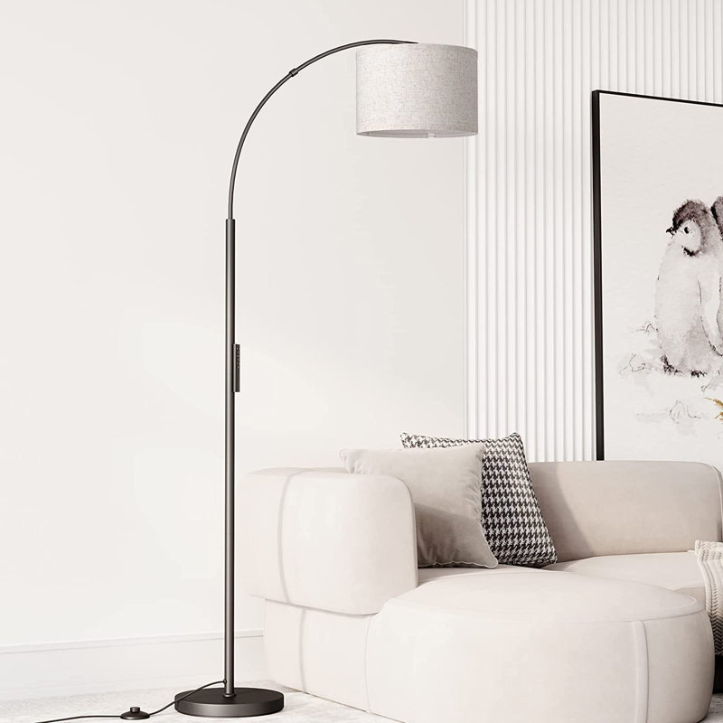 Lampe sur pied arquée 75 po Merick, Noir