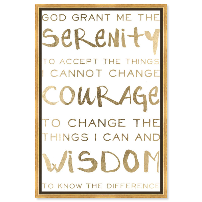 Serenity " Serenity Prayer And Courage Motivation ", Gold Framed, 55" H x 37" W