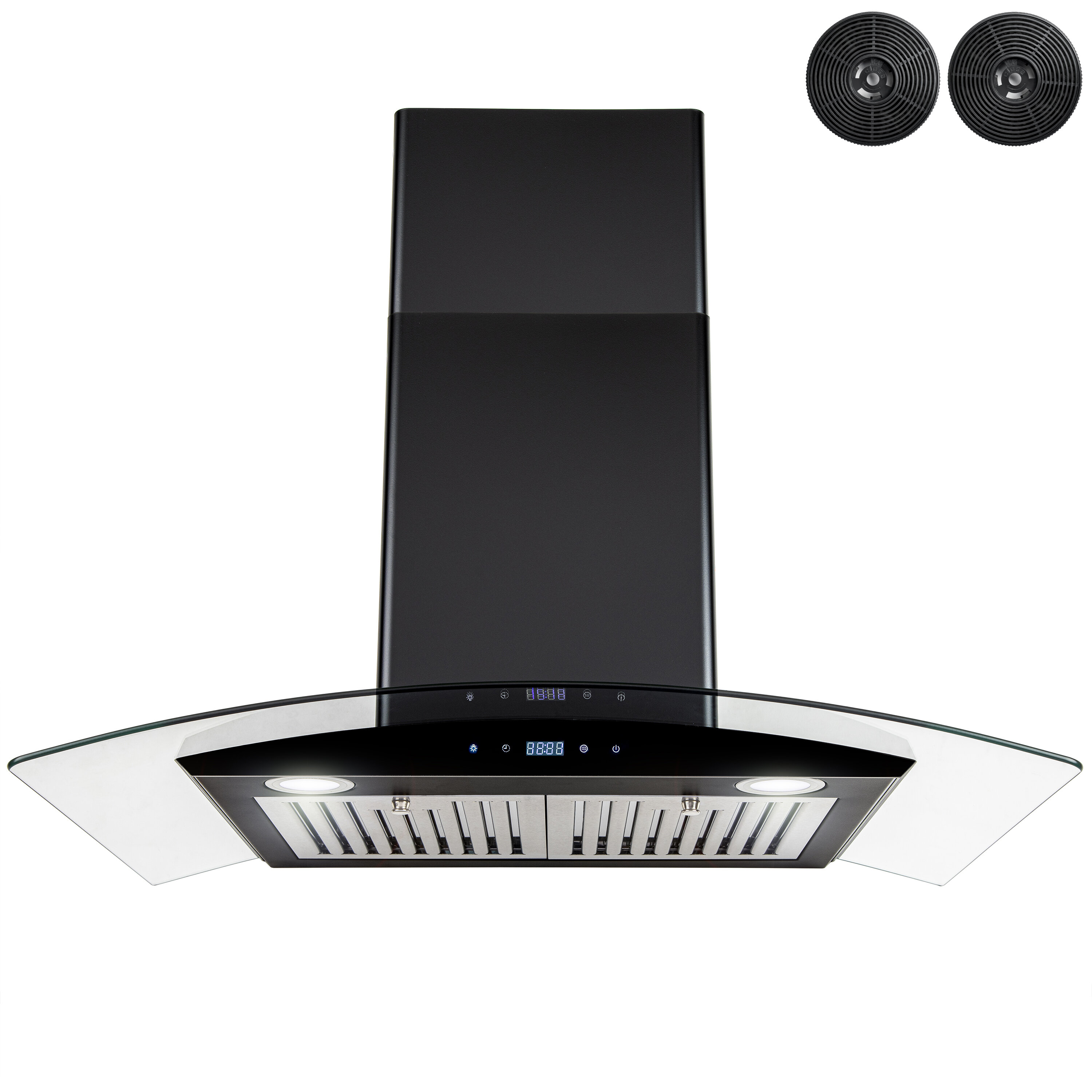 Hauslane 30 450 Cubic Feet Per Minute Convertible Wall Mount Range Hood  with Baffle Filter and Light Included