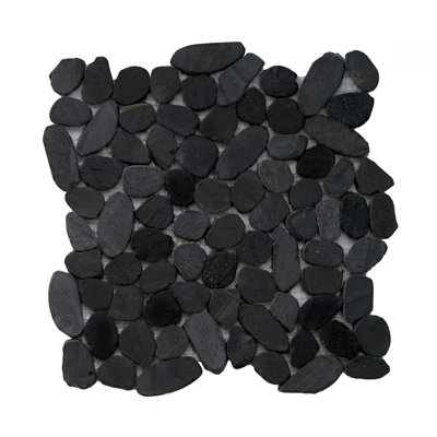 Carreau de mosaïque noir pour mur et plancher caillouteux noir 12 po x 12 po