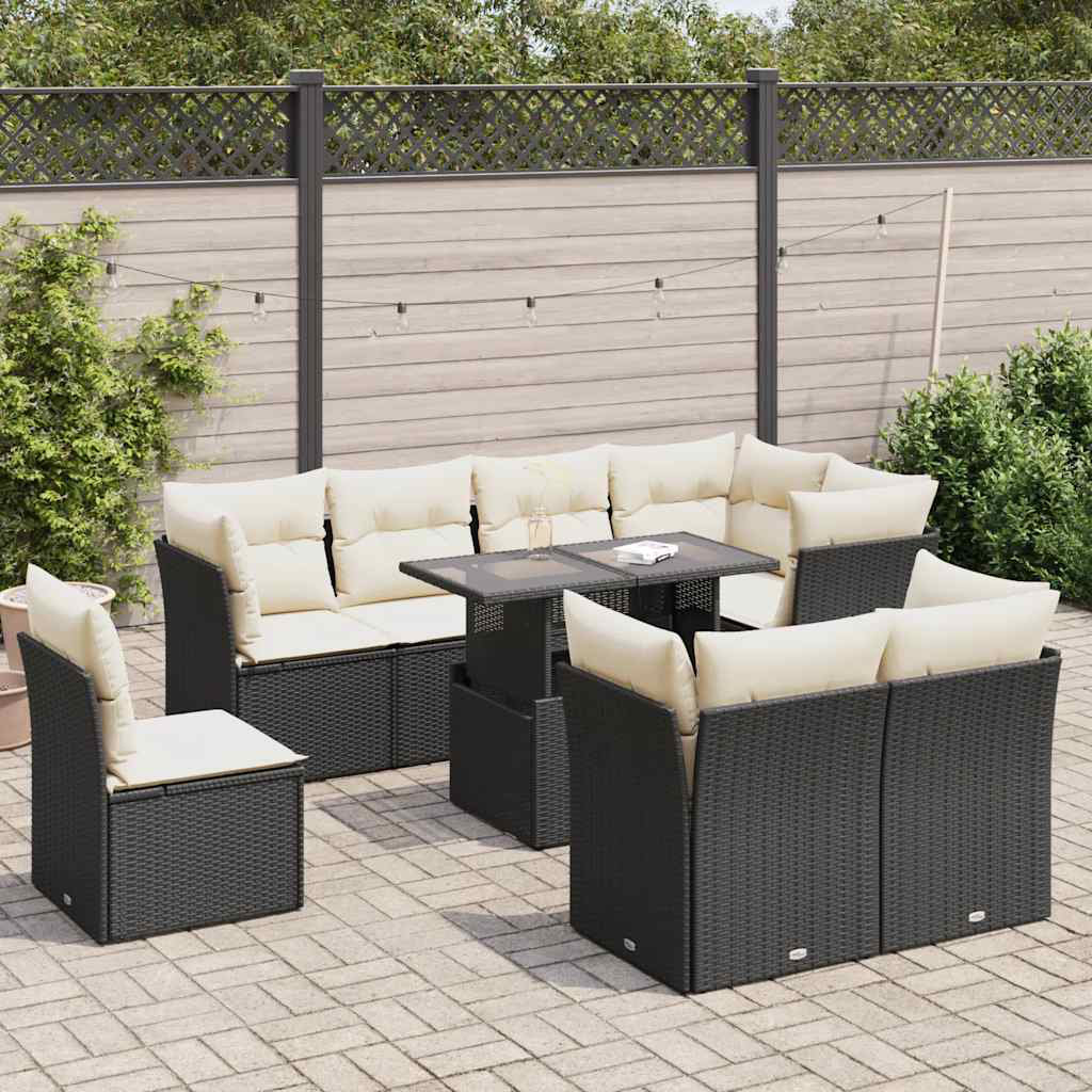 Vidaxl 9-Tlg. Garten-Sofagarnitur Mit Kissen Beige Poly Rattan