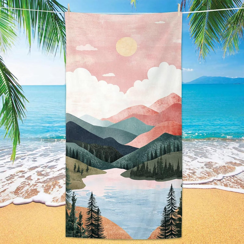 Très grande serviette de plage sans sable - serviettes de plage en microfibre à séchage rapide 32x63in pour adultes, serviette de voyage légère et compacte, serviette absorbante pour les vacances, la natation, la salle de sport