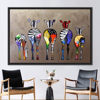 Zebra Artwork, Abstract Poster, Street Artwork, Banksy Zebra Canvas Art, Painting Art Canvas, Colorful Printed, Five Zebra Printed, A-26