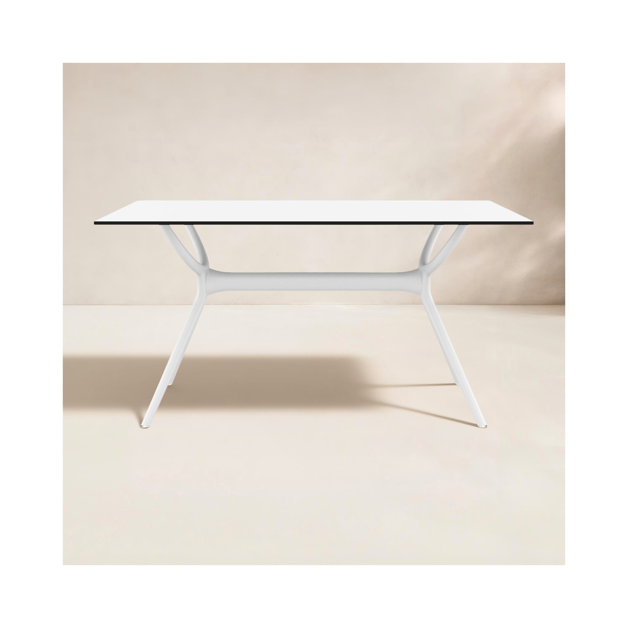 Farrah Synthetic Laminate Outdoor Dining Table, White, 29.5" H x 55" L x 31.5" W