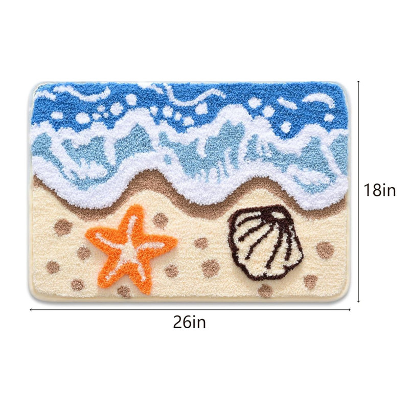 Tapis de bain en microfibre antidérapant Coastal Ocean Wave, 18 x 26