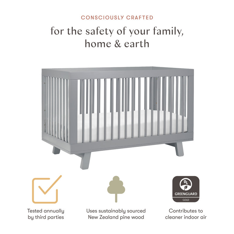 Hudson 3-in-1 Convertible Crib, Gray