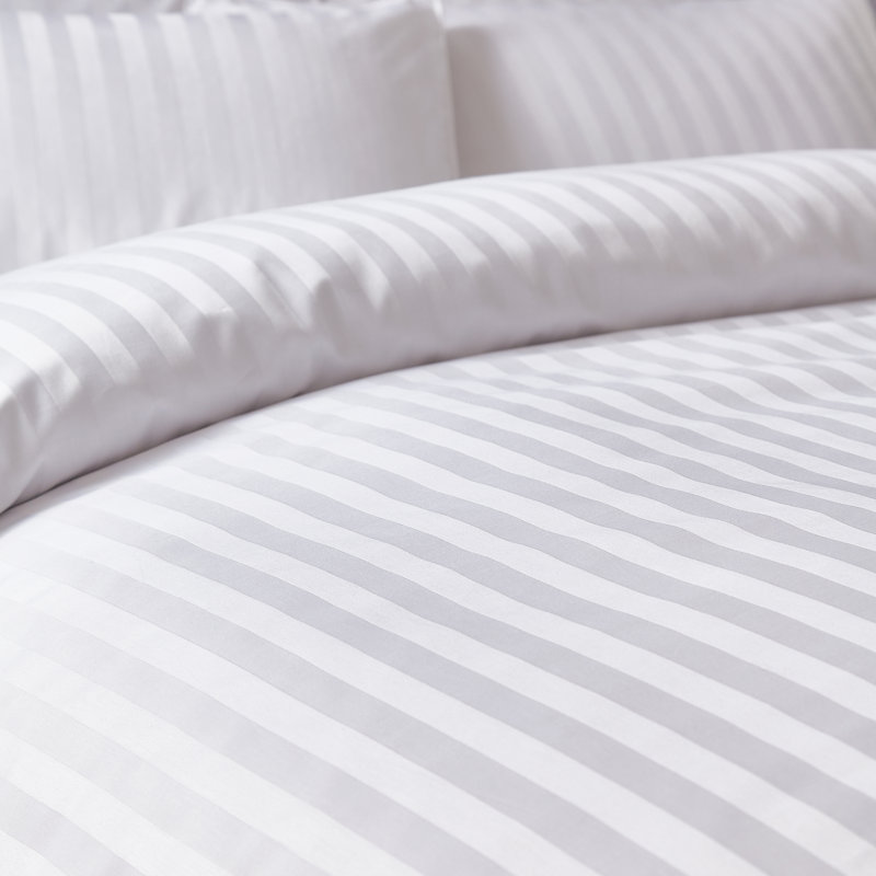 300 Thread Count Cotton Satin Stripe Fitted Sheet, Super King (6'), White
