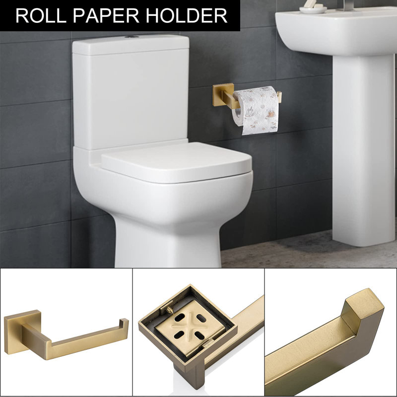 Ensemble de quincaillerie de salle de bain de cinq articles, Or brossé