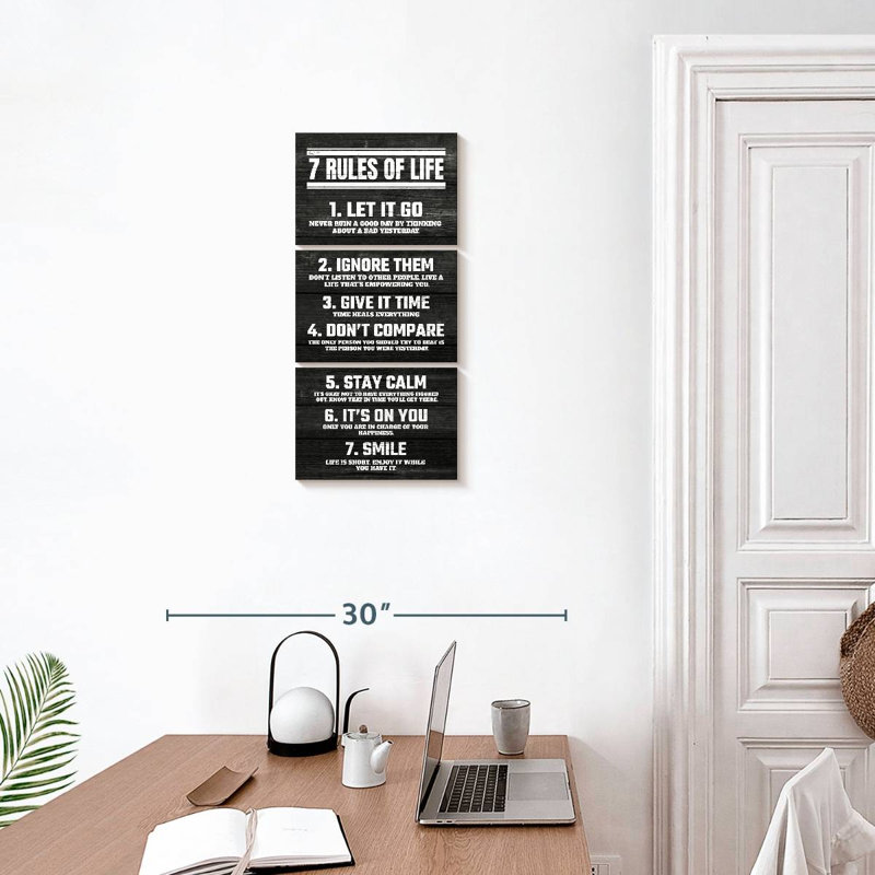 «Seven Rules Of Life», reproduction d'art sur toile, H 27 po x l 12 po x P 1 po