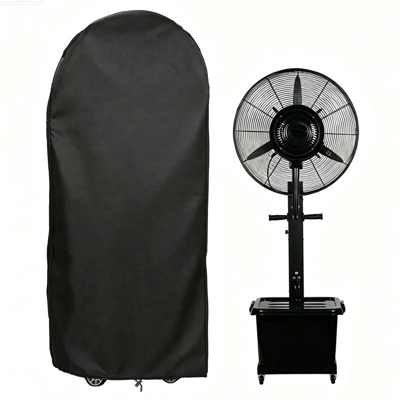 Black Silver Coated Outdoor Fan Cover,Waterproof UV Resistant Fan Protector With Precision Single Stitch Craft And Adjustable Bottom Drawstring For All Weather Garden Patio Outdoor Protection
