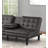 Contemporary Futon Sofa Bed With Gray Finish, Biscuit Tufting, Drop-Down Table, And USB Chargers For Modern Living-1793544538