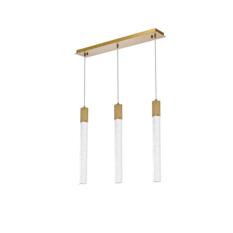 Luminaire suspendu pour îlot de cuisine 3 lumières Aliha, Or satiné