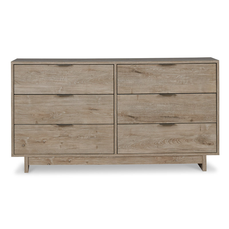 Commode double 6 tiroirs Elfidio, H 30,75 po x l 59,02 po x P 18,74 po