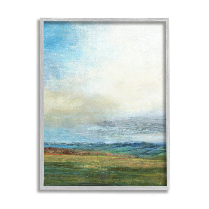 "Blue Sky Meadow Landscape" par Suzanne Nicoll - Peinture, H 30 po x l 24 po, Estampe numérique Farmhouse