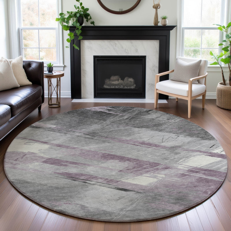 Tapis à rayures Floyd AMF1535 lavable à la machine de qualité supérieure, Rond 8 pi