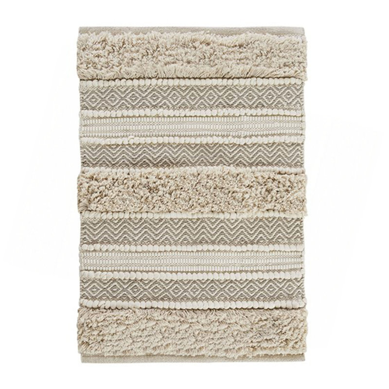 Woven Texture Stripe Bath Rug Natural 22X58", Natural, Single- 1'10" x 4'10"