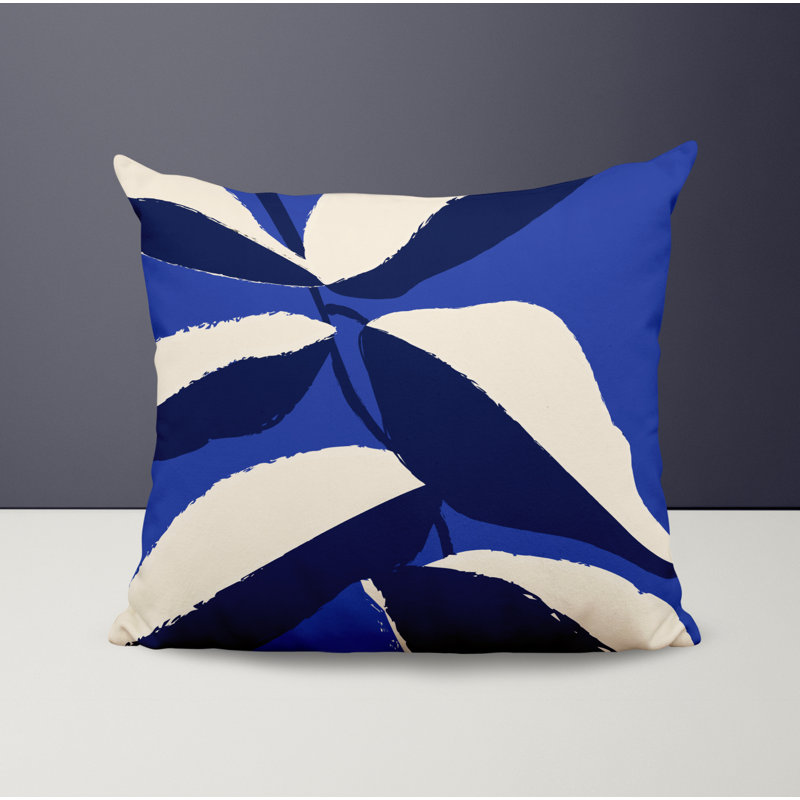 Coussin intérieur / extérieur en polyester filé Lara, 15 po x 15 po, Bleu royal / blanc cassé / bleu marine