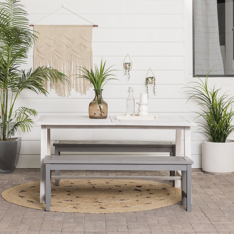 Ensemble de salle à manger rectangulaire en acacia Harbison, Gris délavé