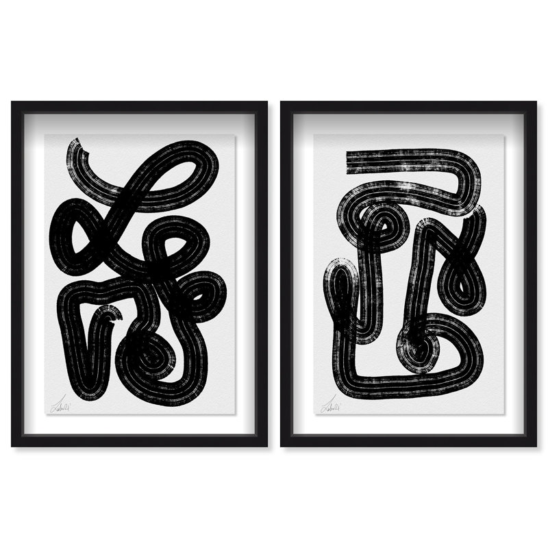 Oliver Gal Tao Sol Art - Set of 2 Abstract - Luxury Shadowbox Framed Wall Art, 55.5" H x 37.5" W